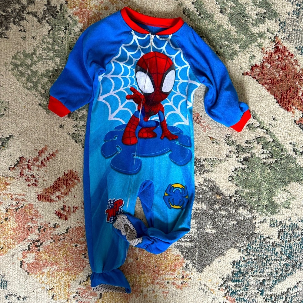 Marvel Spider-Man 2T Boy Cozy One-Piece Zip Footie Pajamas Sleep & Play - Picture 4 of 5
